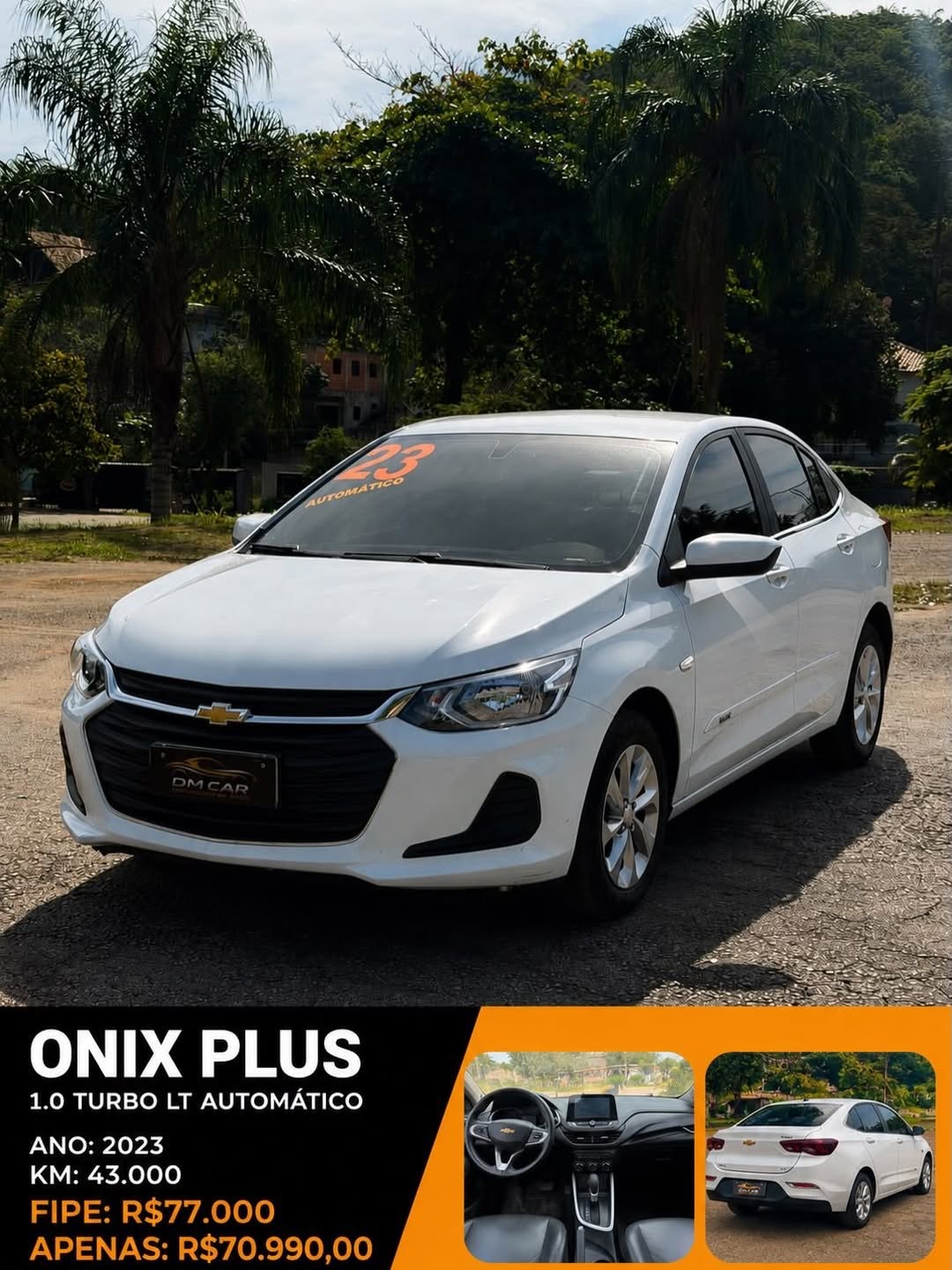 🚨🔥 ONIX PLUS SEDAN LT AUTOMÁTICO 🔥🚨💥 FIPE- R$ 77.000💰 NOSSA OFERTA- R$ 70.990✅ Apenas 43.0